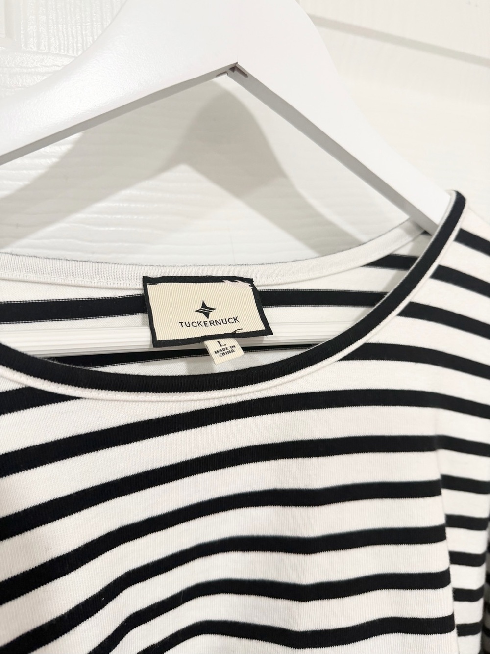 Tuckernuck Black White Breton Stripe Long Sleeve Top Coastal Preppy Large - Picture 3 of 7